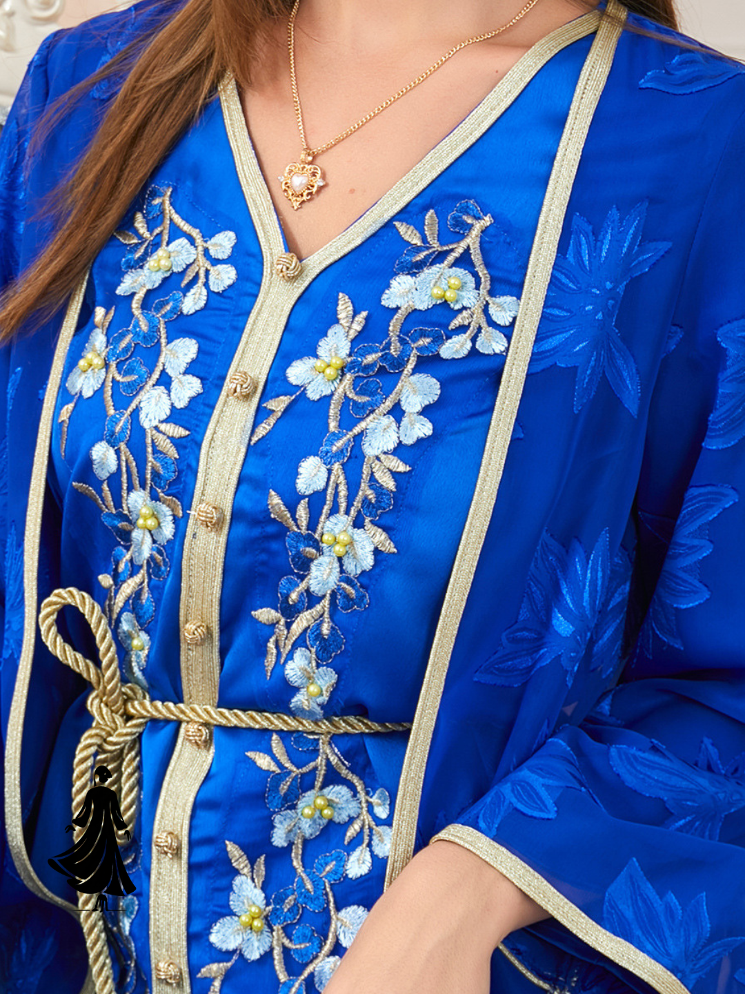 Muslim Women’s V-Neck Robe Suit Dress – Elegant Modest Wear