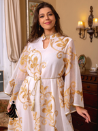 Arab Dubai Embroidered Mesh Maxi Dress – Elegant Evening Wear