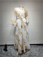 Arab Dubai Embroidered Mesh Maxi Dress – Elegant Evening Wear