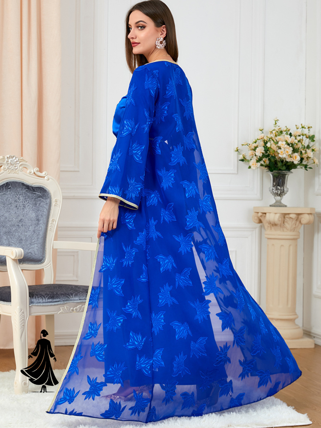 Muslim Women’s V-Neck Robe Suit Dress – Elegant Modest Wear