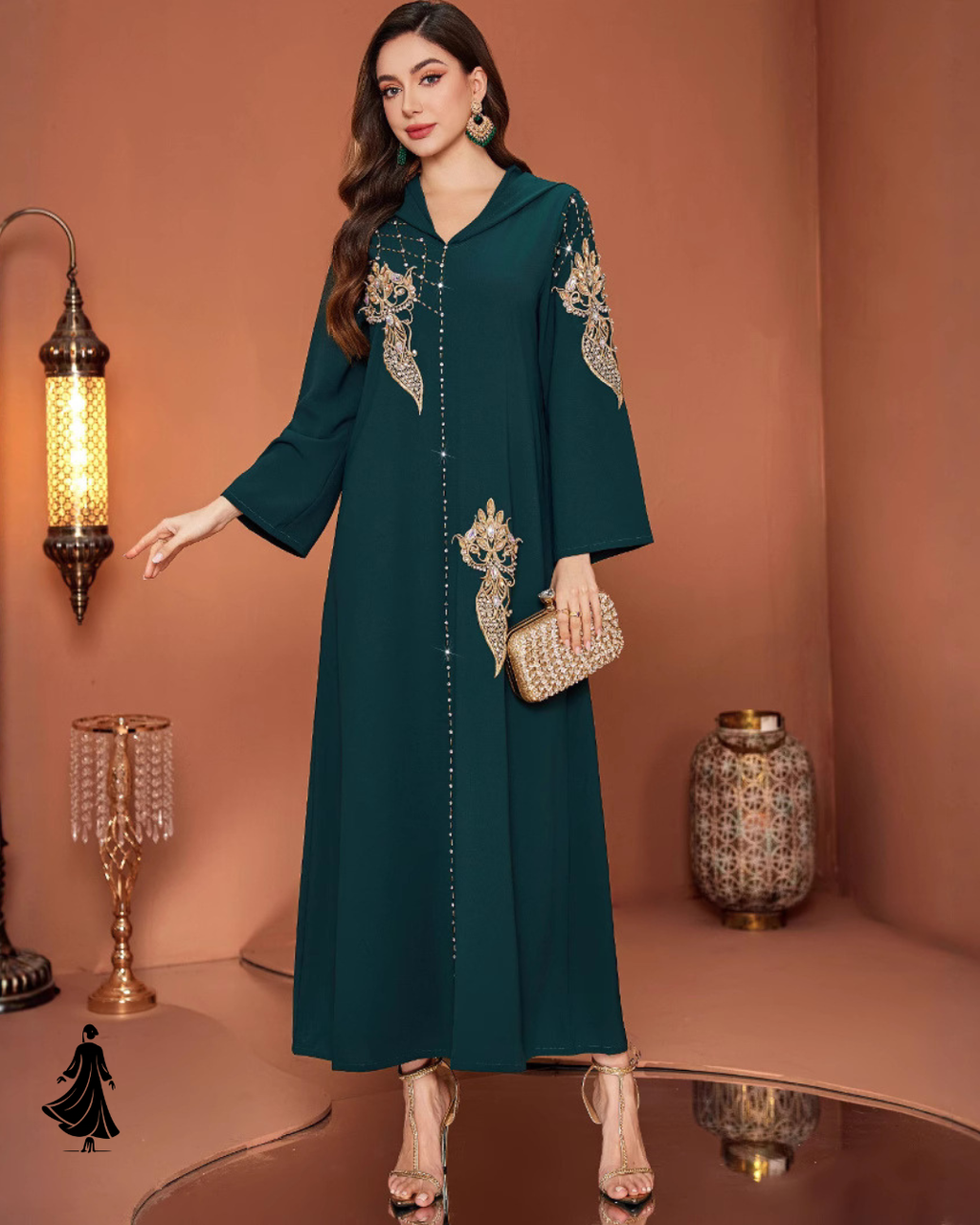 Dark Green Hooded Muslim Robe – Modest Abaya Dress
