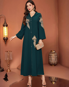 Dark Green Hooded Muslim Robe – Modest Abaya Dress