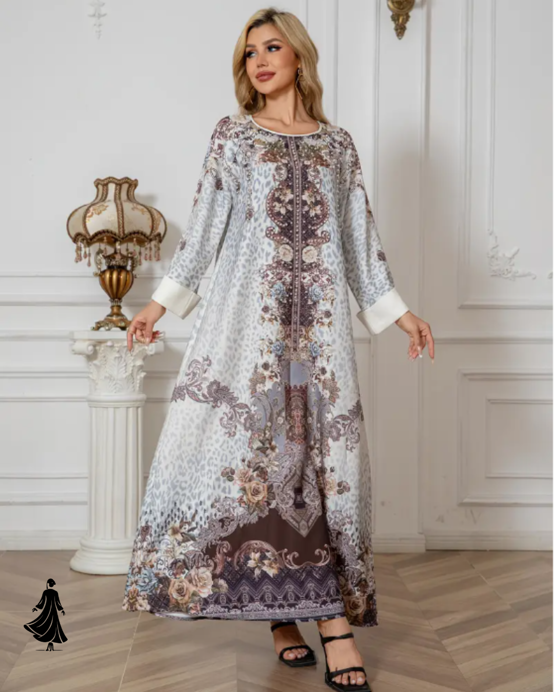 Pretty Floral Long Sleeve Abaya Dress – Elegant Everyday Style