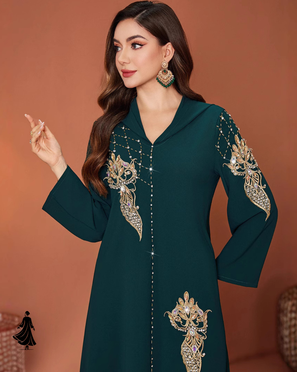 Dark Green Hooded Muslim Robe – Modest Abaya Dress