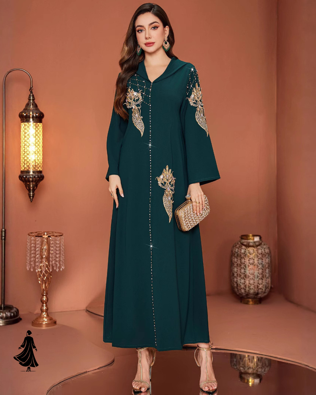 Dark Green Hooded Muslim Robe – Modest Abaya Dress