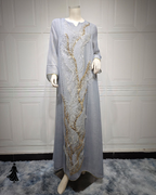 Pretty Sequined Embroidery Robe Dress – Modest Chic Look