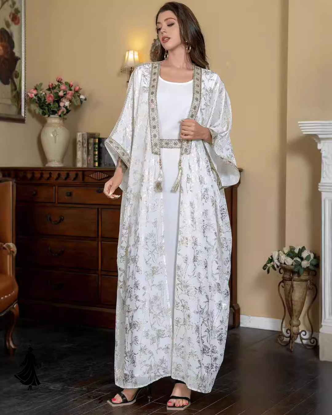 Shimmery Bronzing One-Piece Abaya Dress – Elegant & Graceful