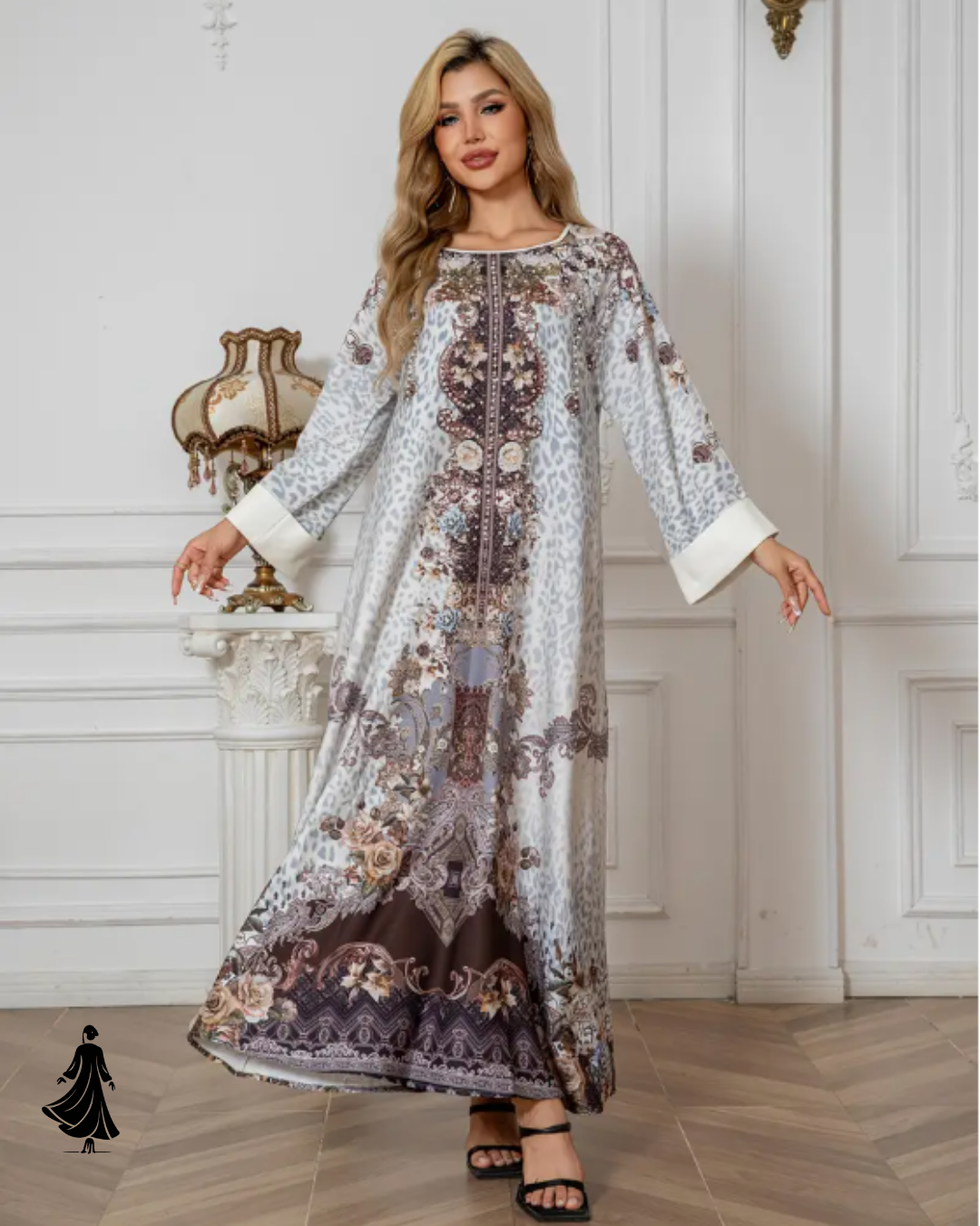 Pretty Floral Long Sleeve Abaya Dress – Elegant Everyday Style
