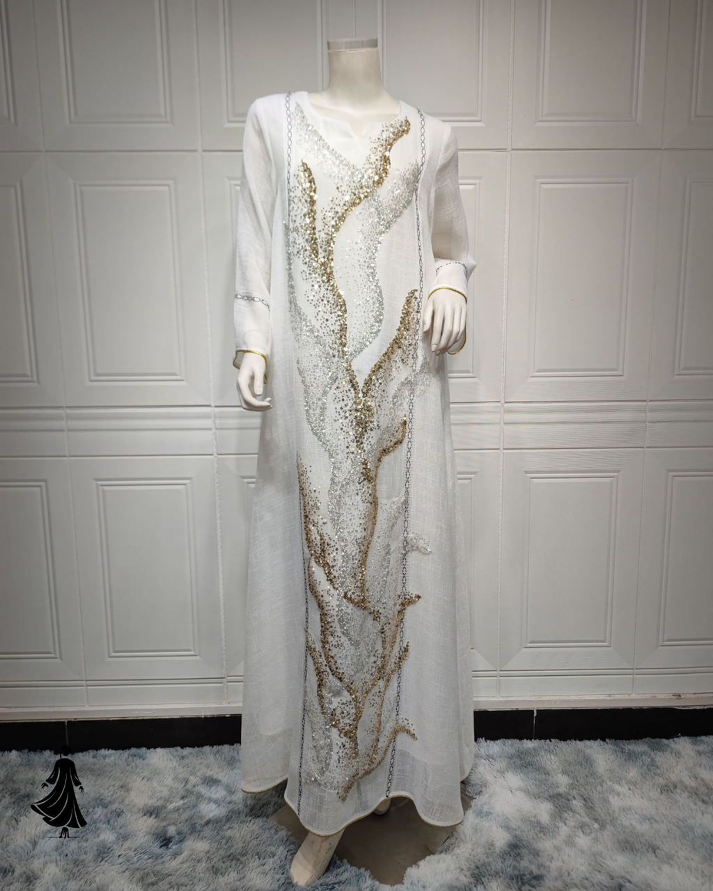 Pretty Sequined Embroidery Robe Dress – Modest Chic Look
