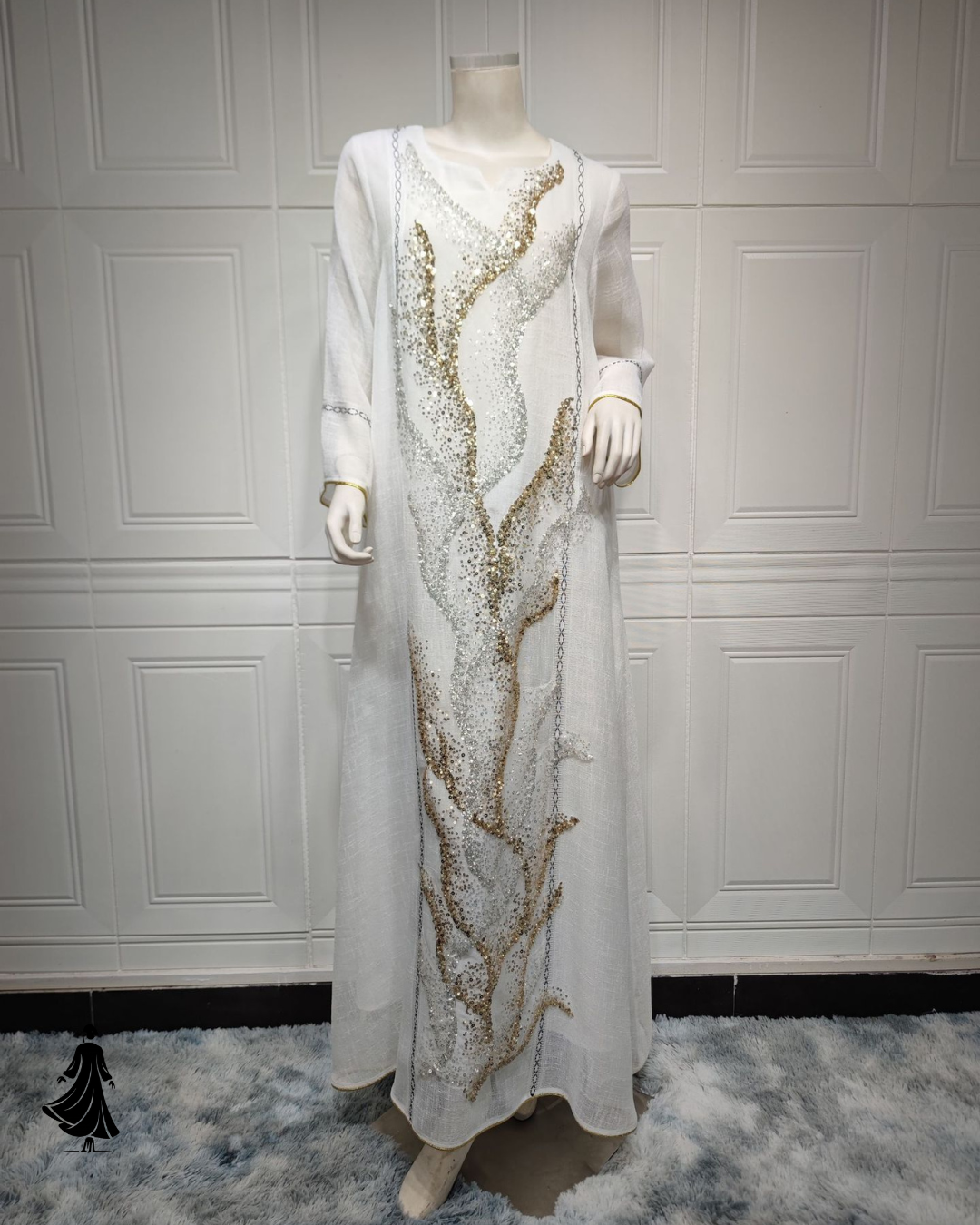 Pretty Sequined Embroidery Robe Dress – Modest Chic Look