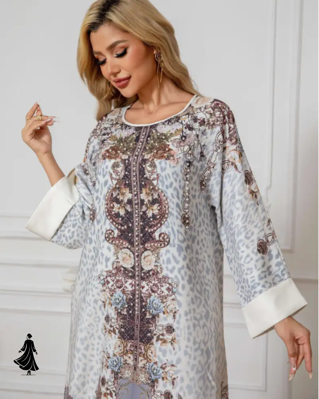 Pretty Floral Long Sleeve Abaya Dress – Elegant Everyday Style