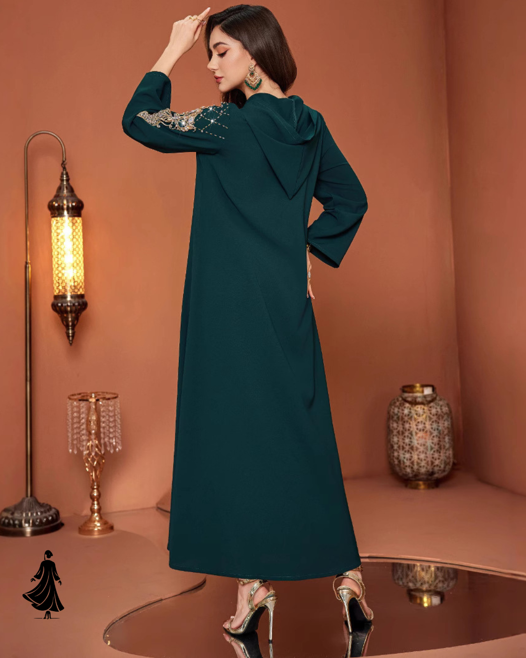 Dark Green Hooded Muslim Robe – Modest Abaya Dress
