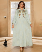 Dubai V-Neck Muslim Robe – Elegant Middle East Dress