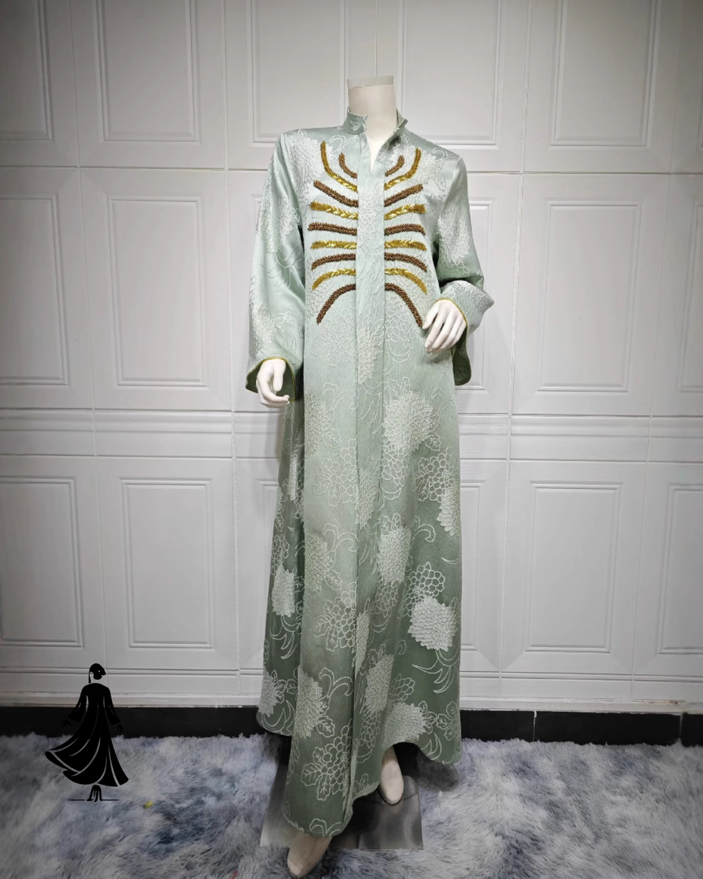 Dubai V-Neck Muslim Robe – Elegant Middle East Dress